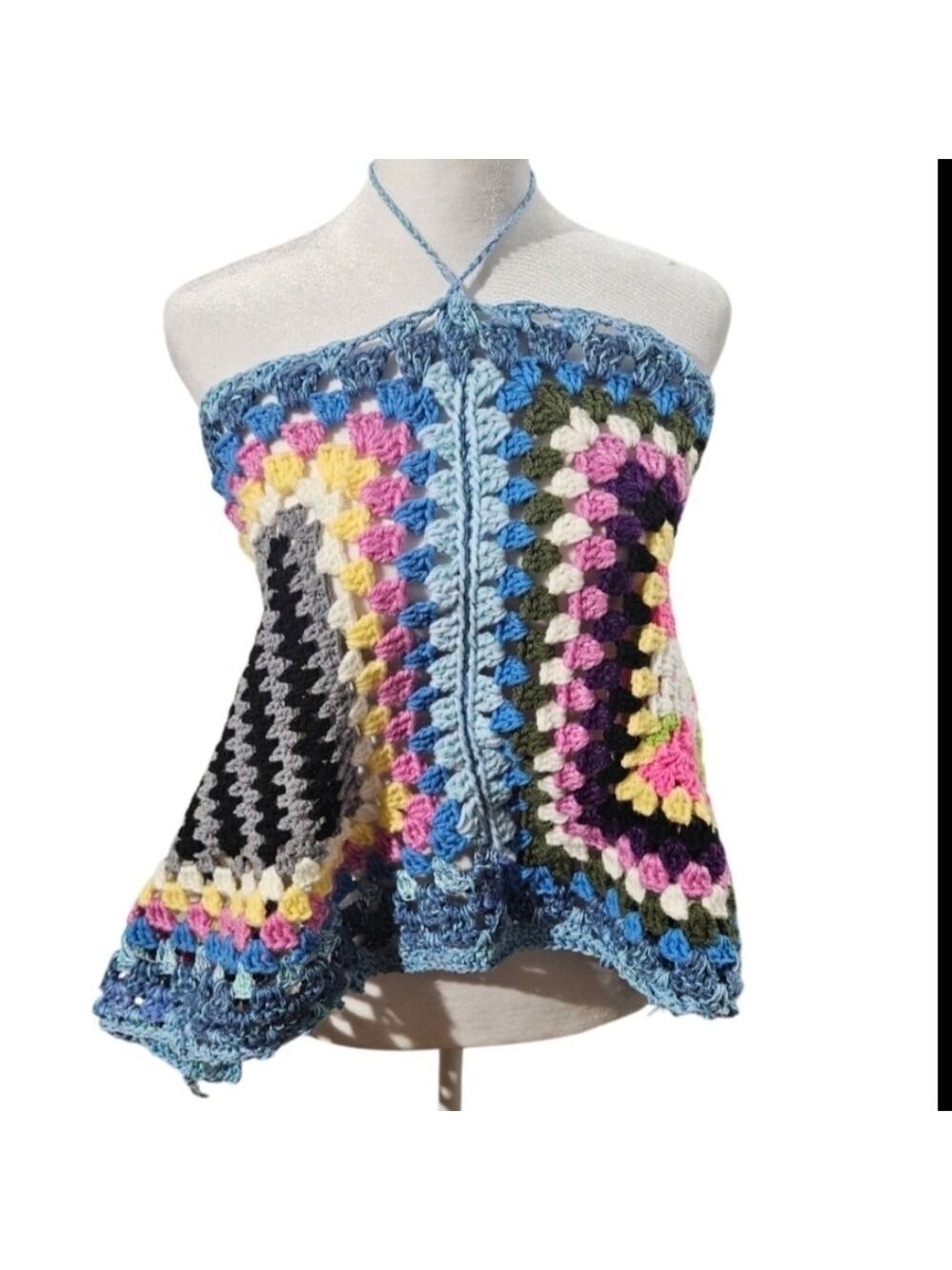 Handmade Crochet Granny Square Top Skirt Shawl Scarf Hat - Picture 11 of 17